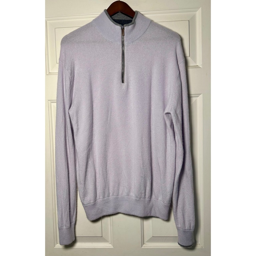 Greyson Sweater Men's M Purple Sebonack Wool‎ Cashmere Golf 1/4 Zip